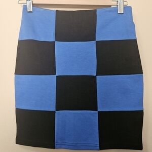 NWT Ya Los Angeles Check Skirt Women's Size S Straight Mini Cotton Blend